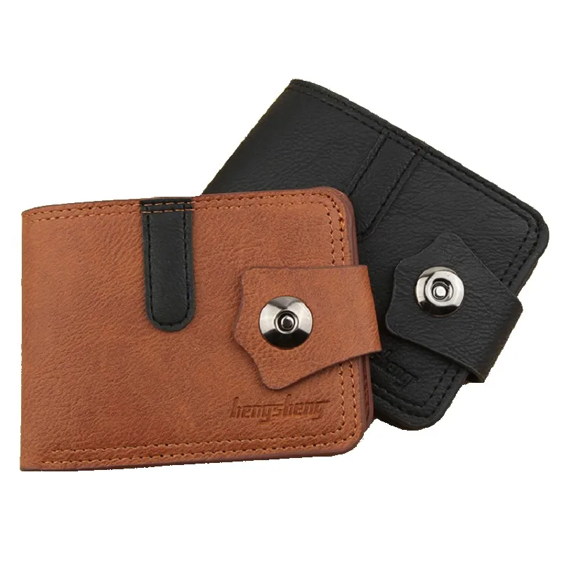 

New Men's Wallet Mini Moneybag PU Short Purse Card Gentlemen Button Handbag Coin Pocket Billfold Business Leisure Dropshipping