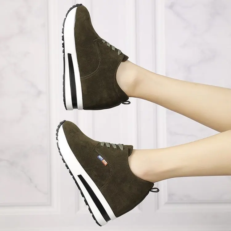 

Fashion Ladies Wedge Shoes Increase Height 8 CM Women Shoes Student Casual Running Shoes Sport Shoes Platform Sneakers Black Red