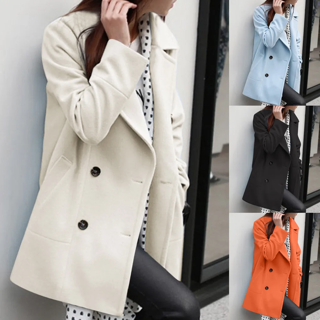 

Vogue Nice Autumn And Winter Woolen Coat Female Mid-Long New Korean Temperament women's Popular Outerwear Woolen Coat