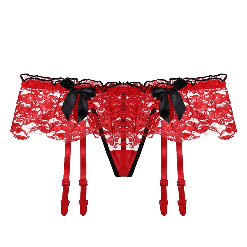 

Women Sexy Panties With Garter Belts Bow-knot G-strings Garter Belt Stockings Lady Perspective Porno Lingerie Sexy Underwear A30