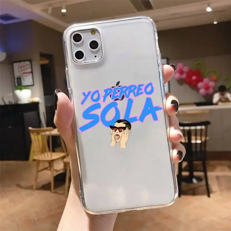 

Yo Perreo Sola Bad Bunny Maluma Phone Case Transparent for iPhone 6 7 8 11 12 s mini pro X XS XR MAX Plus cover funda shell