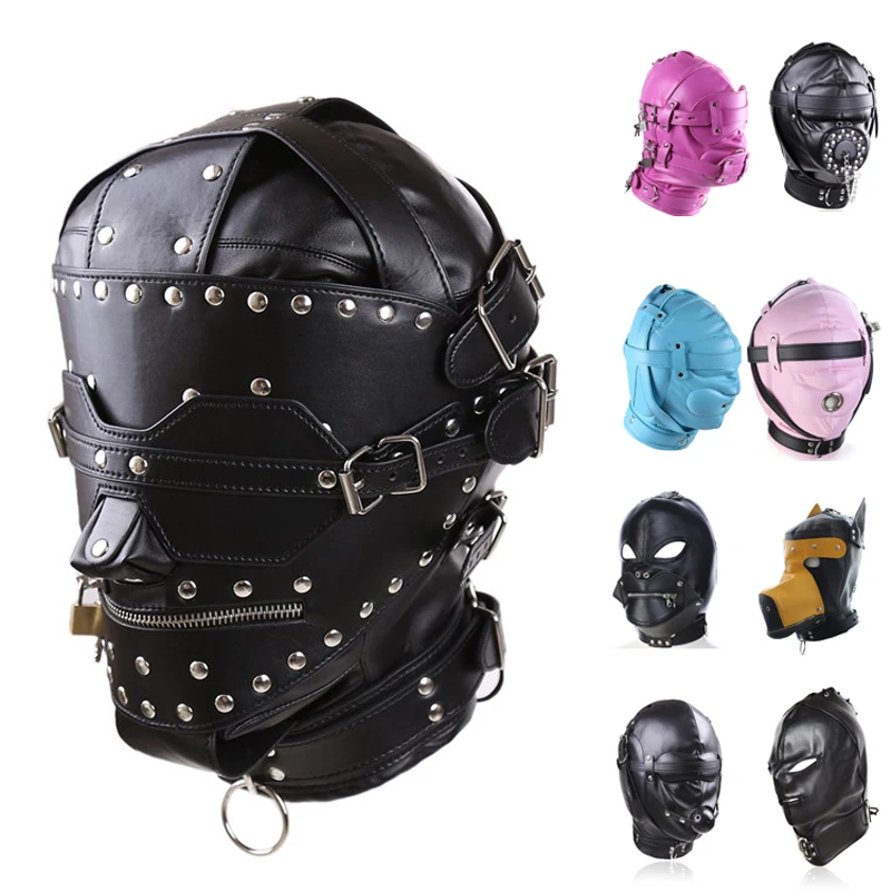 Женская маска БДСМ кляп для рта полная голова Фетиш-ведомый повязка на глаза