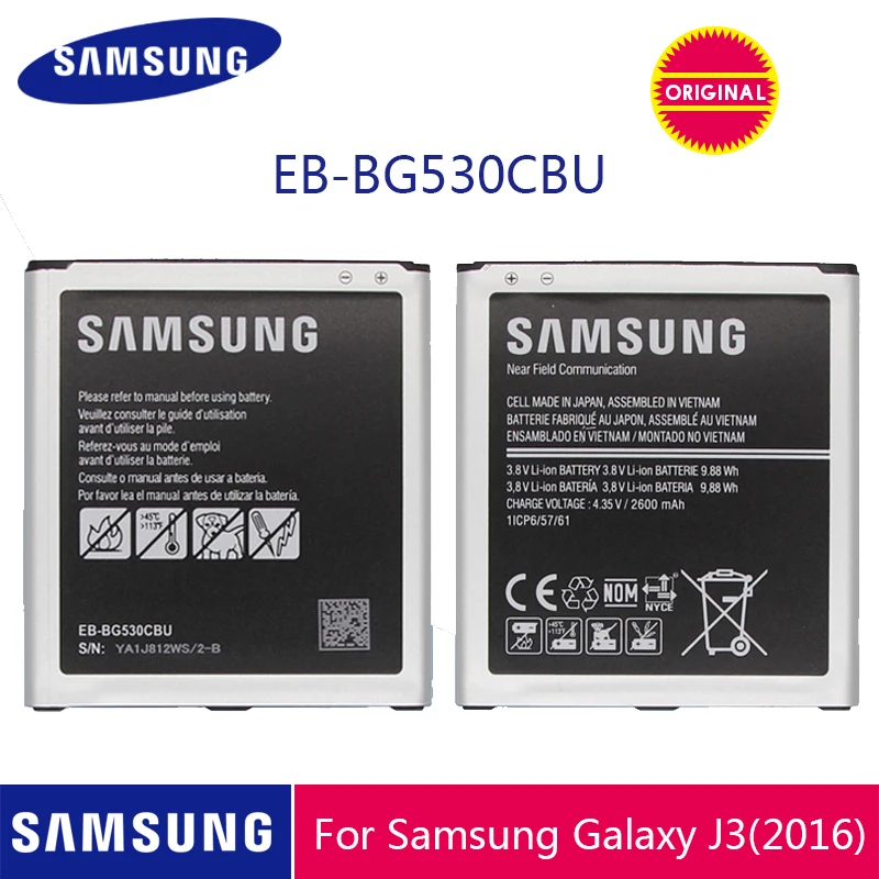 SAMSUNG телефон батарея EB-BG530CBU EB-BG530CBE 2600 мАч для Galaxy Grand Prime J3 G530 G531F G530H G530F с NFC