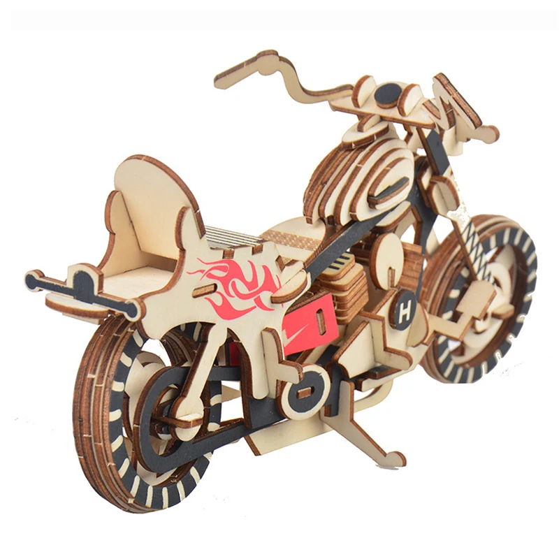 3D деревянная модель мотоцикла автомобиля головоломка строительная сделай сам