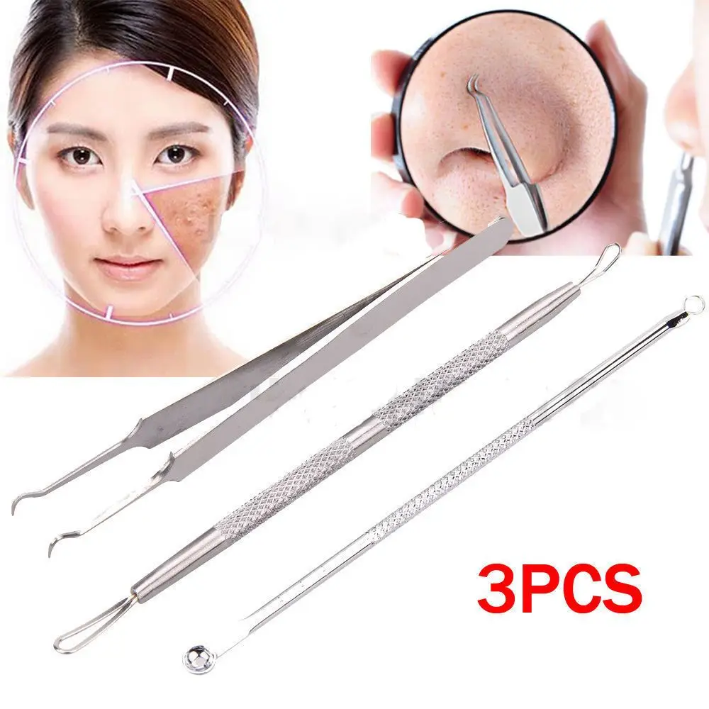 

3pcs Acne Tweezer Comedo Machine Set And Brands Removal Pimple Needle Blackhead Remover Black Head Extractor Comedone tool