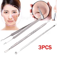 3pcs acne tweezer comedo machine set and brands removal pimple needle blackhead remover black head extractor comedone tool