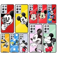disney mickey mouse oswald for samsung galaxy s21 ultra plus a72 a52 4g 5g m51 m31 m21 luxury tempered glass phone case cover
