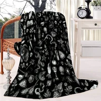 salem witch in black fleece blanket soft plush throw bedding flannel throw lightweight for bed couch chair travel