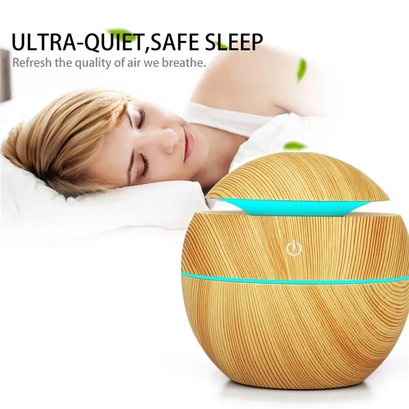 USB Aroma Air Humidifier Essential Oil Diffuser Wood Grain Ultrasonic Cool Mist Maker 7 Color Change LED light for Home Car | Бытовая