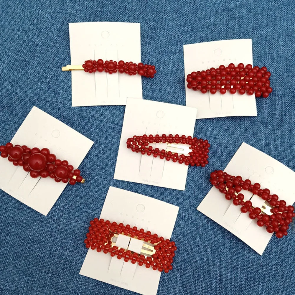 1 шт. новые красные модные геометрические заколки для волос из сплава с красным