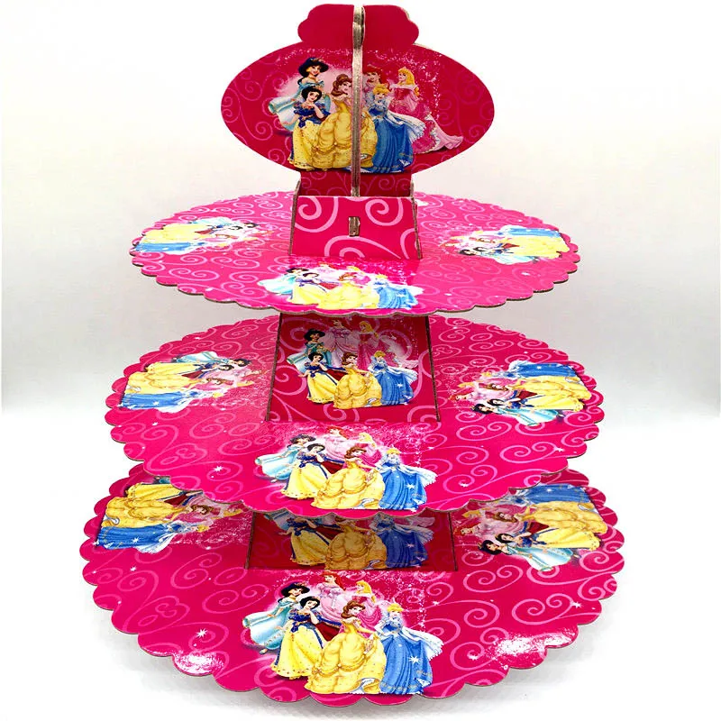 Six Princess-1pcs С героями мультфильма «Маша и Медведь» вечерние поставки 3-х уровневая кексы держатель подставка для тортов на день рождения конфеты стойка-витрина для тортов Беби Шауэр детский украшения - Цвет: Six Princess-1pcs