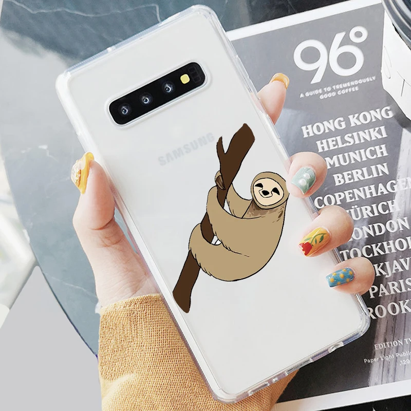 Милый мягкий прозрачный чехол из ТПУ с принтом ленивых животных для телефона Samsung