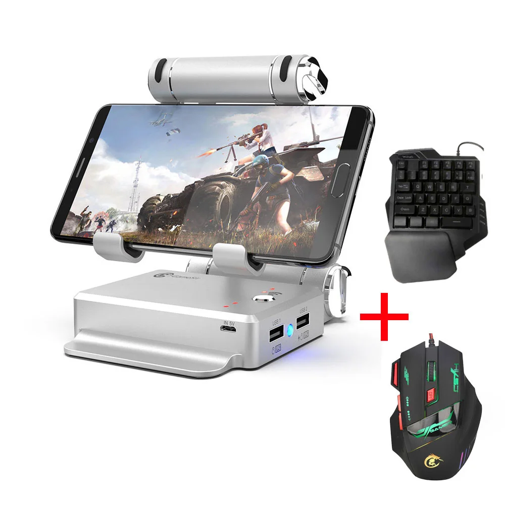 Серебристый GameSir X1 BattleDock конвертер Стенд док-станция для PUBG, Fortnite, FPS игры с G30 Проводная игровая клавиатура и мышь - Цвет: Серебристый