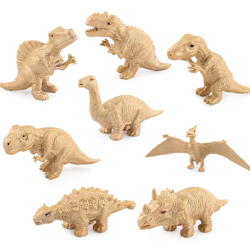 

NEW 8Pcs Jurassic golden dinosaur Set Wild Life Tyrannosaurus Triceratops PVC Model Action Figures Toy for Kids Boy Gift