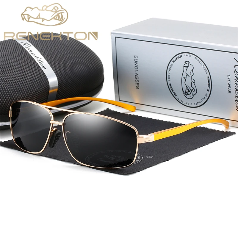 

RENEKTON Brand Aluminium Magnesium Polarized Gold Sunglasses Men UV400 Classic Male Square Glasses Driving Eyewear Gafas Oculos