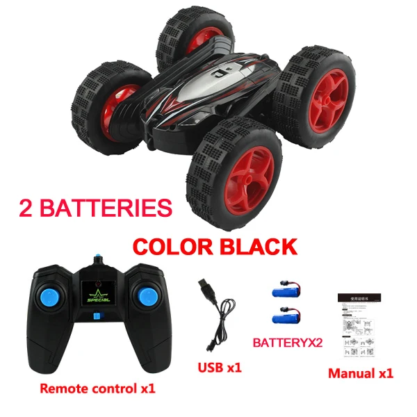 black with 2 battery RC автомобиль 2,4G 4CH трюк Дрифт деформация багги автомобиль рок-гусеничный ролл автомобиль 360 градусов флип дети робот игрушечные машинки RC для детей Подарки - Цвет: black with 2 battery