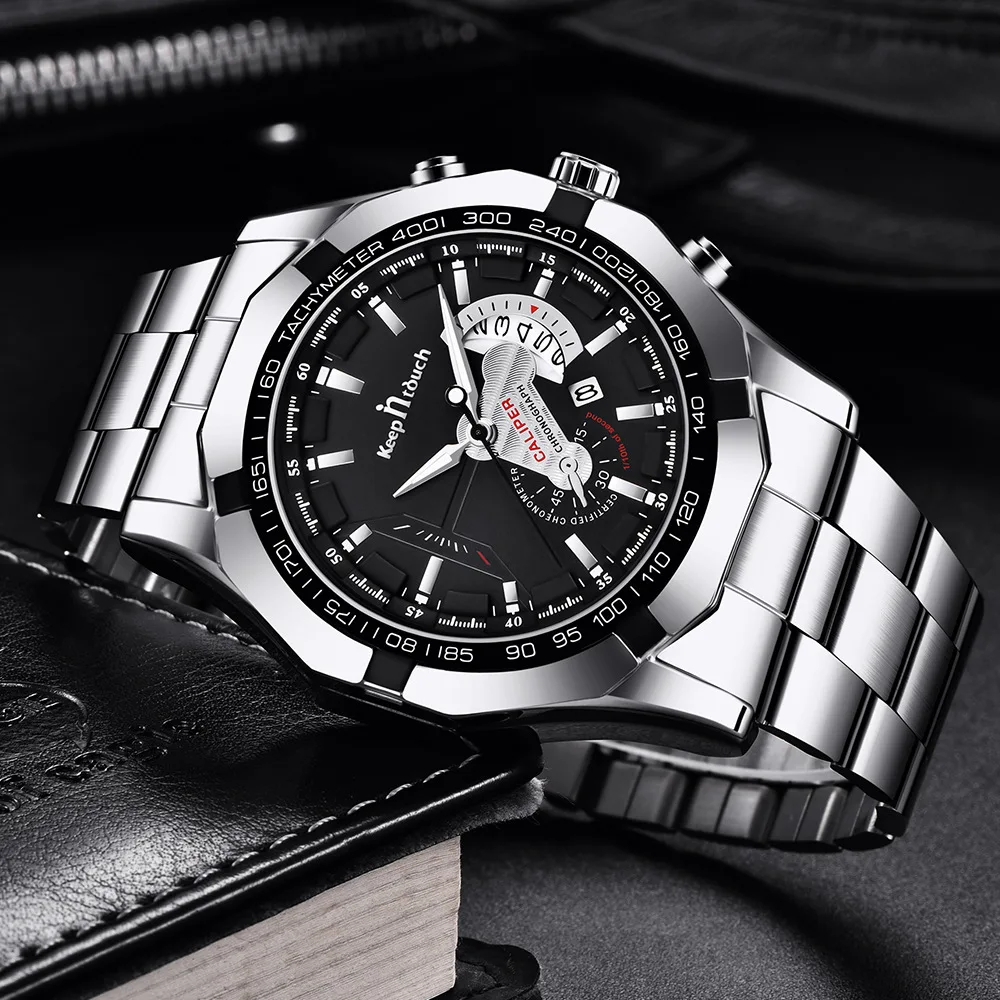 

Luxury Watch Man Top Brand Waterproof Luminous Blue Dial Stainless Steel Band Men Quartz Wristwatch Men's Watches Reloj Hombre