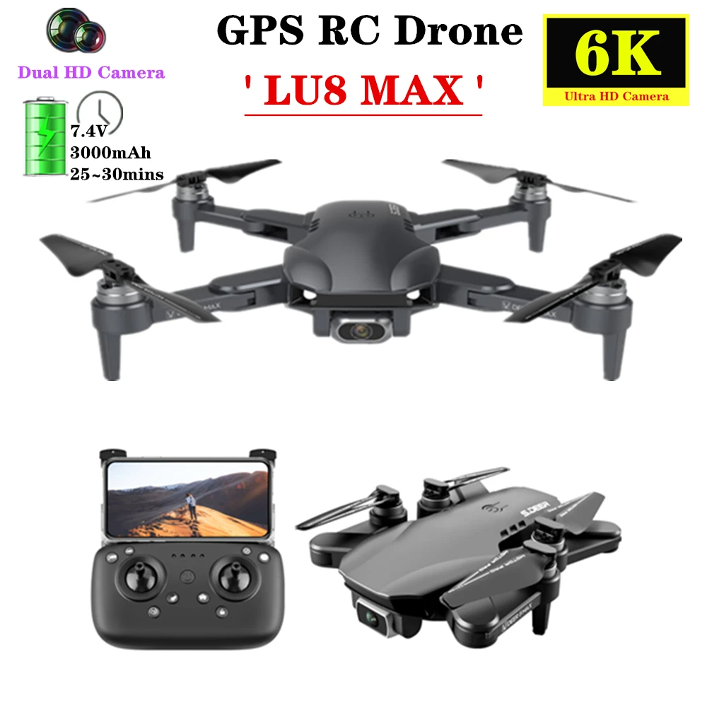 

UAV GPS Drone 6K ESC HD Camera Smart Flow Me Gesture Selfie RC Quadcopter Brushless Motor Foldable Dron Helicopter Toy Gift
