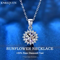 sparkling 925 sterling silver 1ct pass diamond test moissanite sunflower pendant necklace for women wedding fine jewelry gift