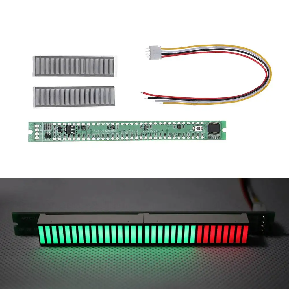DIY 32 светодиодный музыкальный индикатор электрического уровня VU Meter аудио уровень измерительный комплект усилитель доска регулируемый свет скорость доска Режим АРУ