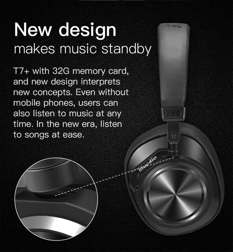 Беспроводные Bluetooth наушники Bluedio T7 Plus + с активным шумоподавлением