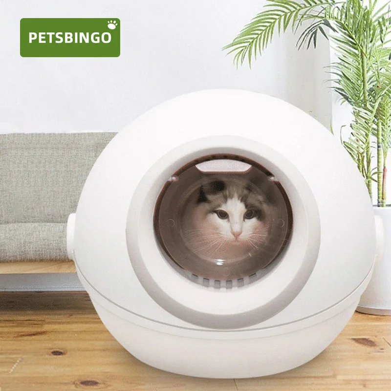 

Лоток для домашних животных, полностью закрытый туалет для кошек, складная подстилка для кошек, брызгозащищенный АБС-пластик, котенок, песо...