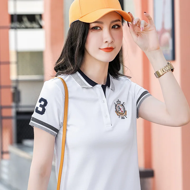 Лучшие китайские рубашки поло с вышивкой лошади для женщин Повседневная