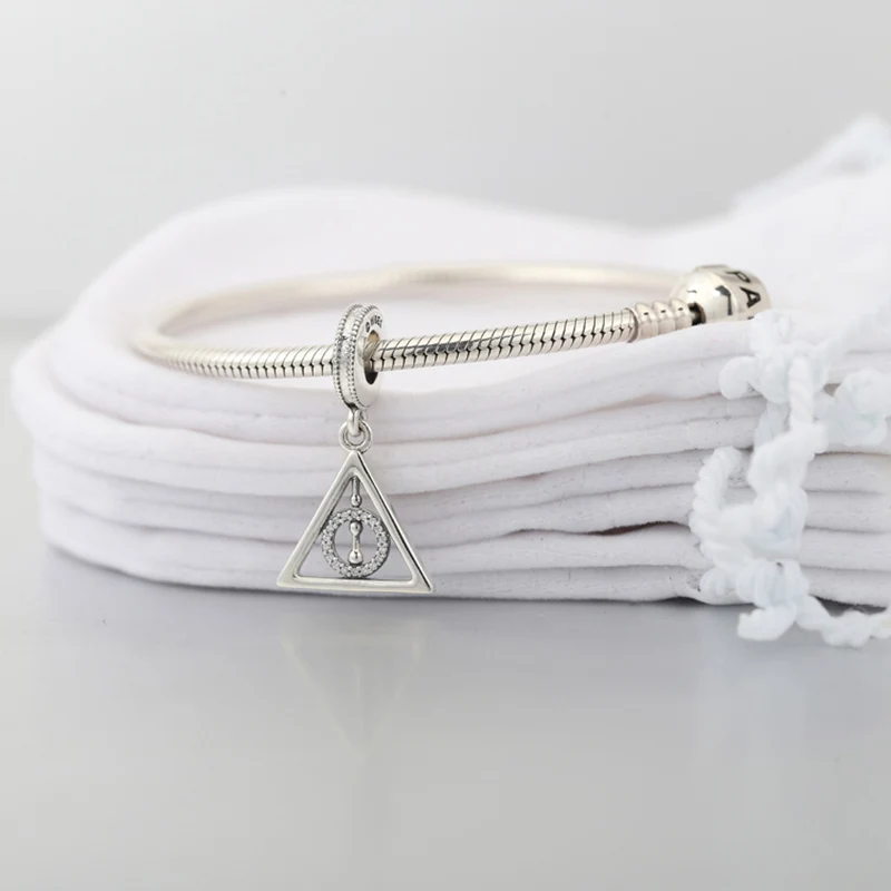 

Hot Sale 925 Sterling Silver Cartoons Deathly Hallows Dangle Charm Bracelet DIY Jewelry Making For Original Pandora