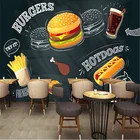 3D обои на заказ для закусок, гамбургеров, пиццы, западного фаст-фуда, ресторана, черного фона