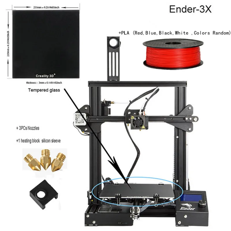 Creality 3D принтер наборы подарок Nozzels + нагревательный блок силиконовый рукав PLA Ender