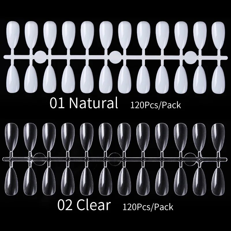 Накладные ногти на гробу 120 шт. накладные с натуральным прозрачным покрытием
