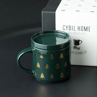 Керамическая американская кружка большой емкости толстая Золотая