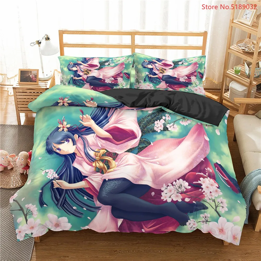 

Teens Bedding Cartoon Anime Girls Bed Cover Soft Bedclothes Custom Quilt Cover Pillowcase Queen King Double Duvet Cover Sets
