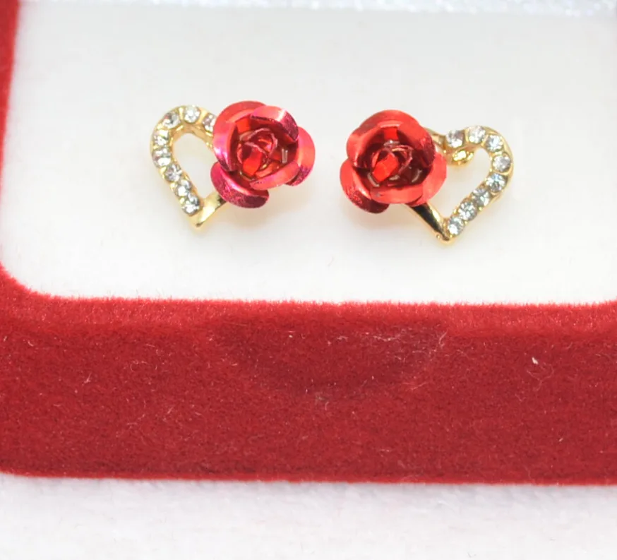 

Flower ear nail of flower of new fund vogue fair lady is temperamental heart form rose set get ear nail