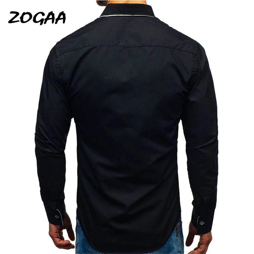 

ZOGAA Men's Brand Fashion Loose Casual Long Sleeve Solid Color Shirt Clothing Soft Comfortable Slim Men's Social Shirt Men