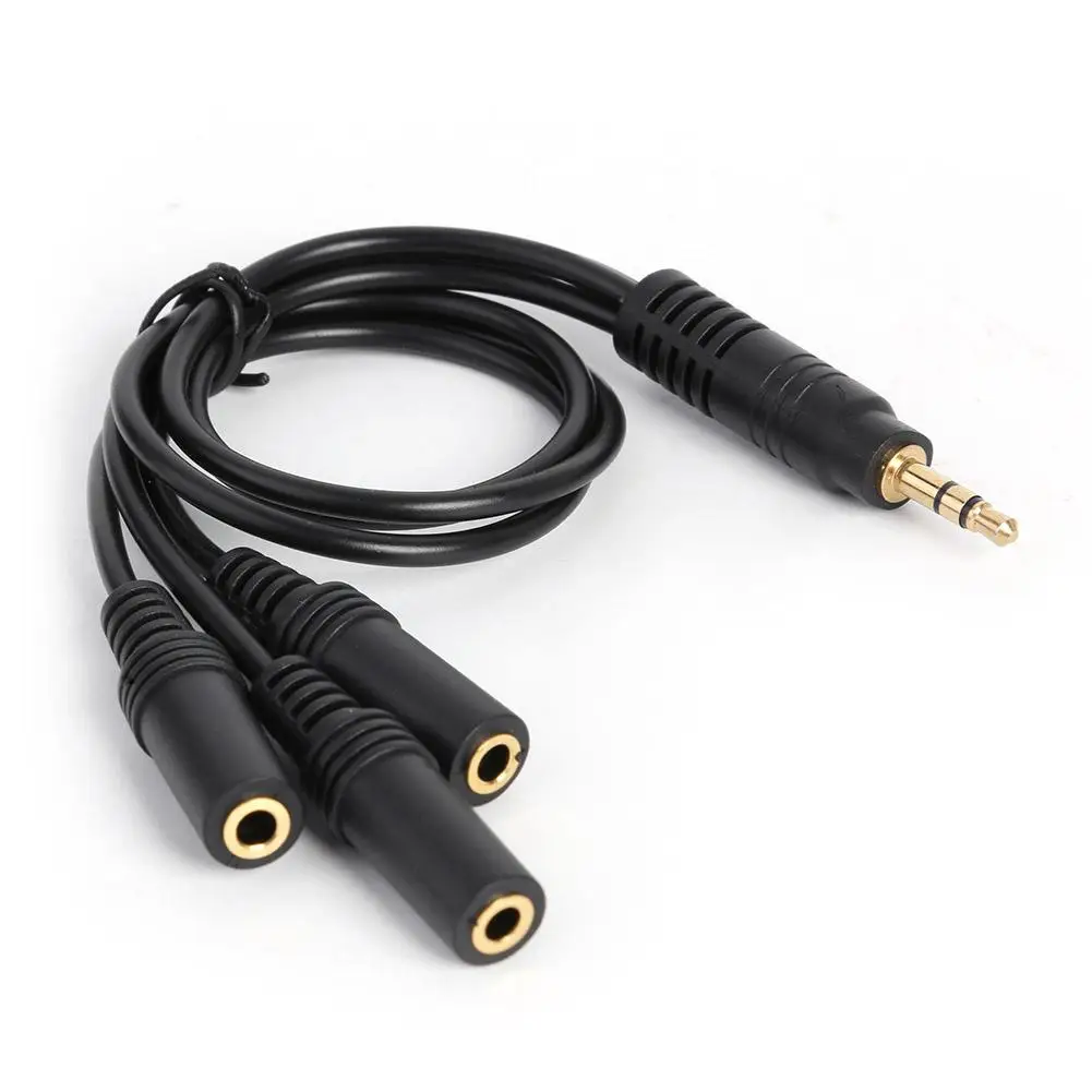 

3.5mm 3-Pole Plug to 3 Way Stereo Audio Headphone Splitter Adapter Cable PVC Gold-plated Plug AUX Audio Output Y-Cable Lead