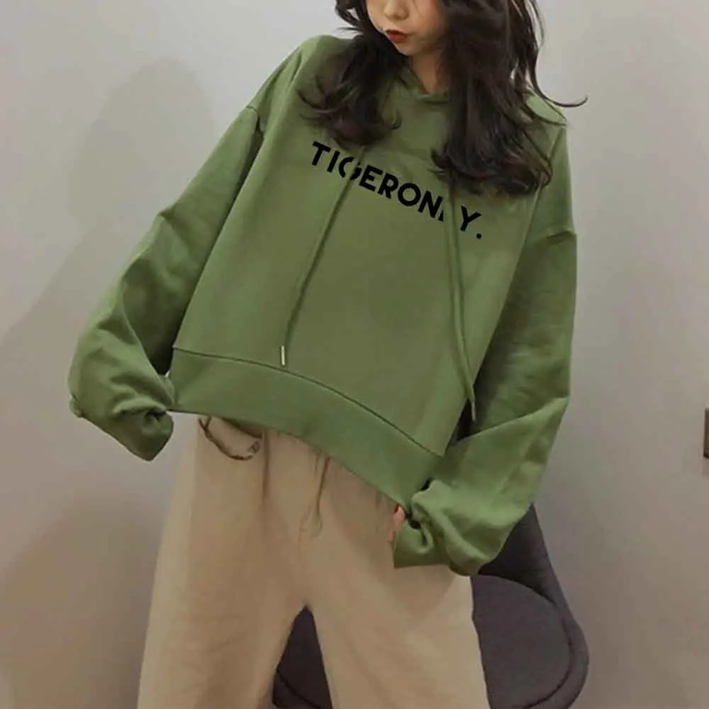 

Simple Streetwear Women Top Aesthetic Sweatshirts for Women Ladies Oversized Hoodie Letter Printing Fashion 2021 Kpop Clothes