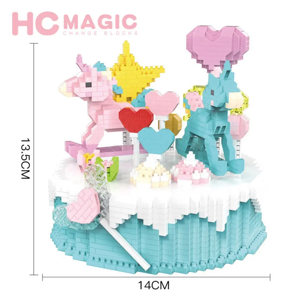 HC MAGIC 1014 Алмазная карусель фламинго лошадь торт в сборе модель строительные блоки