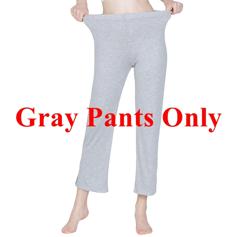 Gray Pants Only Mferlier/Осенняя женская пижама из бамбукового волокна, удобная ночная рубашка с круглым вырезом и длинными рукавами+ штаны, однотонный эластичный женский пижамный комплект - Цвет: Gray Pants Only
