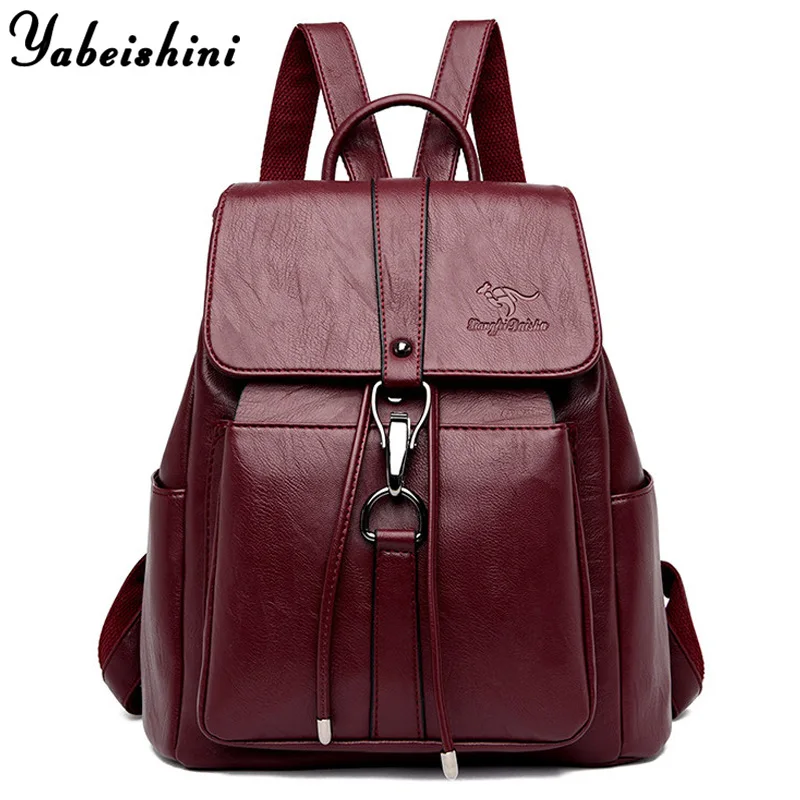 

2020 Women Leather Backpack Famous Brand Female Bagpack Ladies Travel BackPack School Bags For Teenage Girls Sac A Dos Mochila