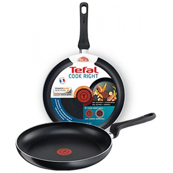 Сковорода tefal cook right 04166128 круглая 28см покрытие: антипригарное ручка несъемная (без