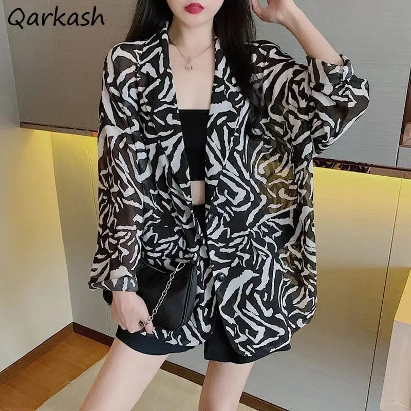 

Женские блейзеры с принтом зебры, свободная летняя дышащая верхняя одежда, женская модная простая Солнцезащитная одежда с длинным рукавом ...