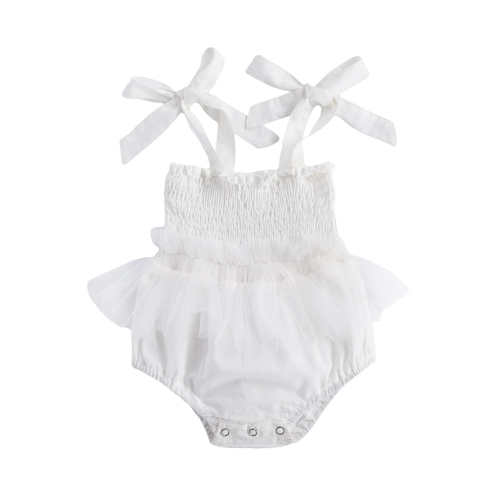 

0-18M Newborn Baby Girls Romper Dress Solid Lace Sleeveless Belt Backless Jumpsuits 2 Colors