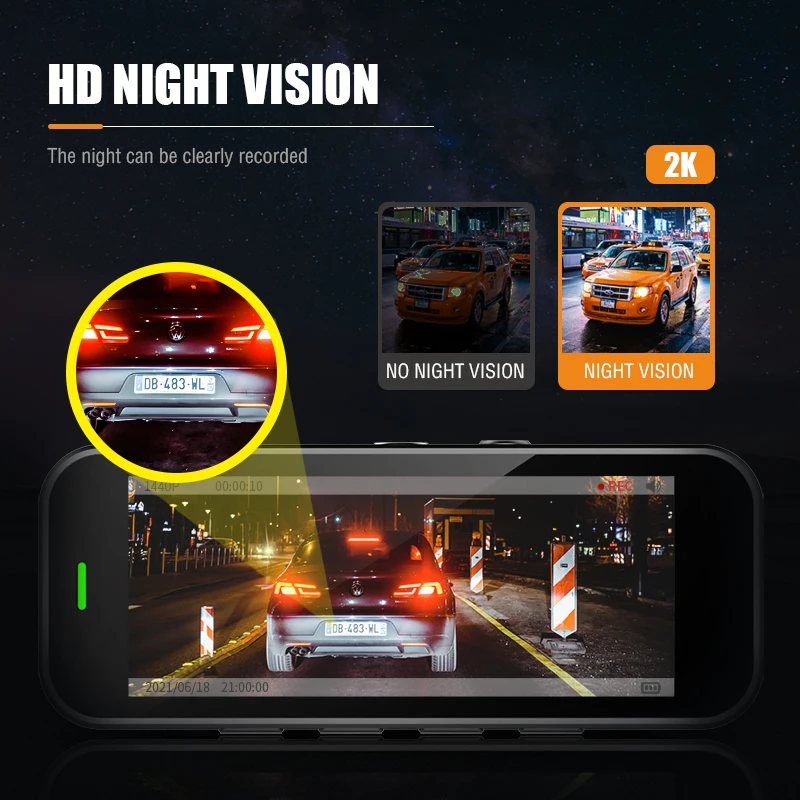 $63.80 Dual Lens Dash Cam 2K Car DVR 1080P Support Rear Cam View Recorder Night Vision Car Camera 24H Parking 3.16 In Ips