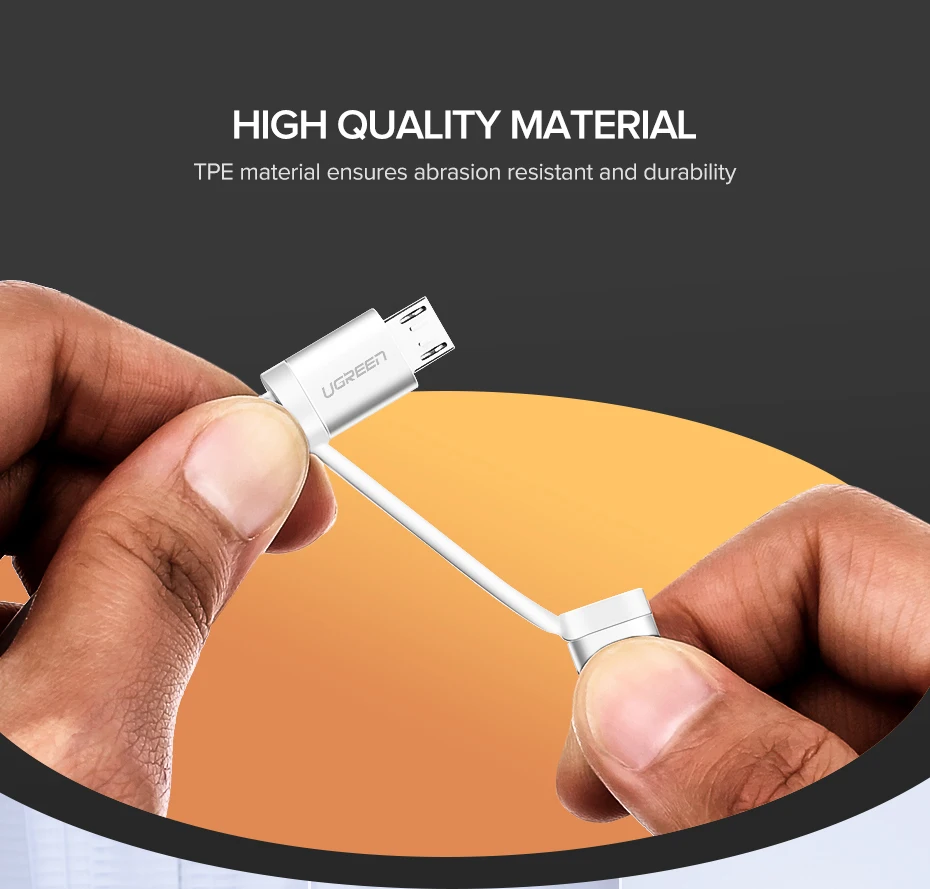 Ugreen 2 в 1 USB кабель для iPhone Pro 11 Max X 8 7 Быстрая зарядка Lightning+ Micro USB кабель для samsung Xiaomi huawei USB шнур
