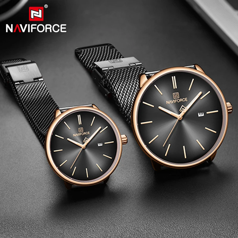 NAVIFORCE пара часов мужские часы простые Роскошные Кварцевые наручные женские для