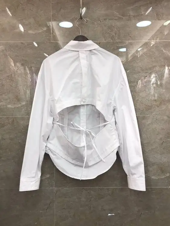

2020 Spring Women's Back Hollow Lace-up Fashion Shirt