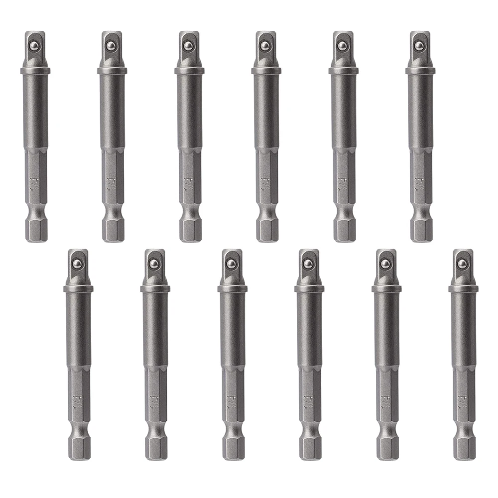 

12 Pack 1/4 Inch Square Socket Adapter Bit Set, Impact Driver Power Bits For Automotive DIY-1/4 Hex Shank