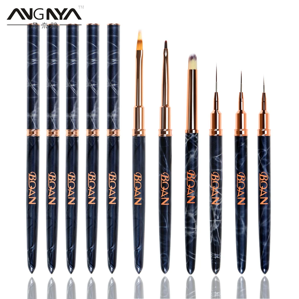 

Новая Черная Кисть для акриловой подводки для дизайна ногтей с игольчатым тюбиком французская Цветущая Цветочная сетка для рисования ногт...