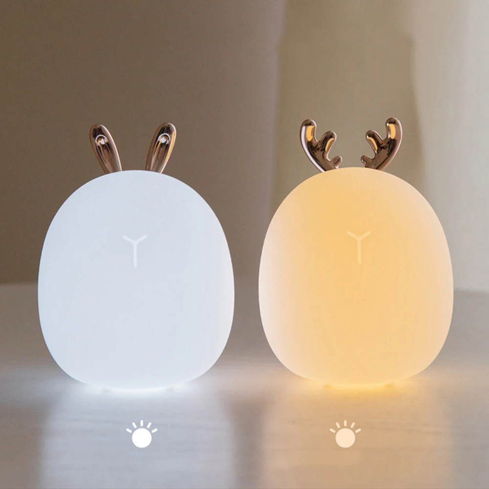 

Deer Rabbit Cute LED Night Light Silicone Animal Cartoon Dimmable Lamp USB Rechargeable Children Kids Baby Bedside Bedroom